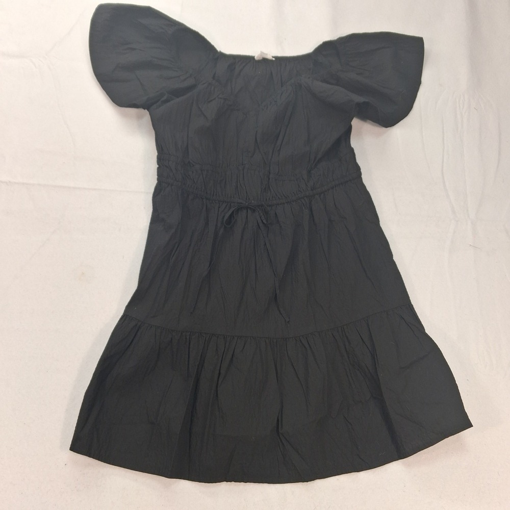 Time and Tru Mini Dress Womens XL Flutter Sleeve Black Soot Tiered NEW